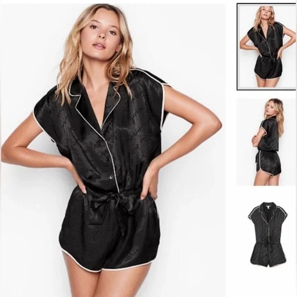 Victoria’s Secret Black and Pink Romper Size Medium - Picture 4 of 4